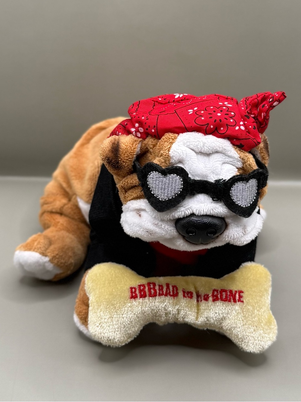 First and Main Bad to The Bone Bulldog Plush Stuffed Animal